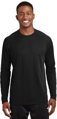Sport-Tek T473LS Athletic Dry Zone Long Sleeve Raglan T-Shirt in Black size 4XL   Polyester