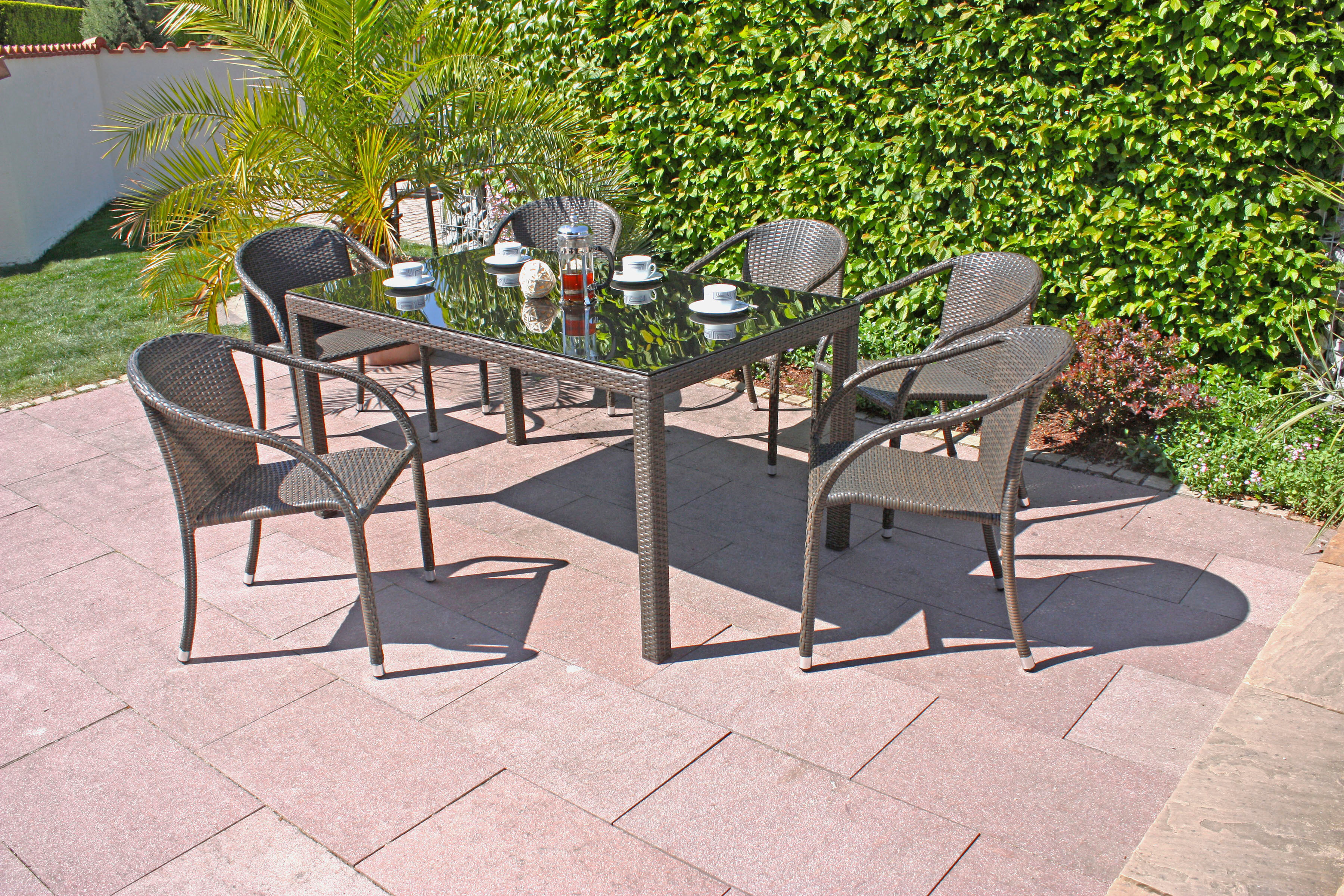 Stapelstuhl GARDEN PLEASURE "RIGA", braun (coffee, coffee, coffee), B:55cm H:80cm T:64cm, Kunststoff, Stühle, Stapelstuhl, 2er Set, auch für die Gastronomie geeignet