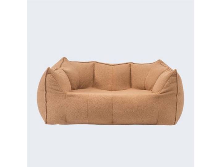 Vakuumkomprimiertes Lazy Sofa, Einzel-Doppel-Wohnzimmer aus Stoff-Teddyfleece, Schaumstoffperlen, rahmenlos vakuumkomprimiert, Einzel-Doppelbett 80x80x35(Coffee,Two people)