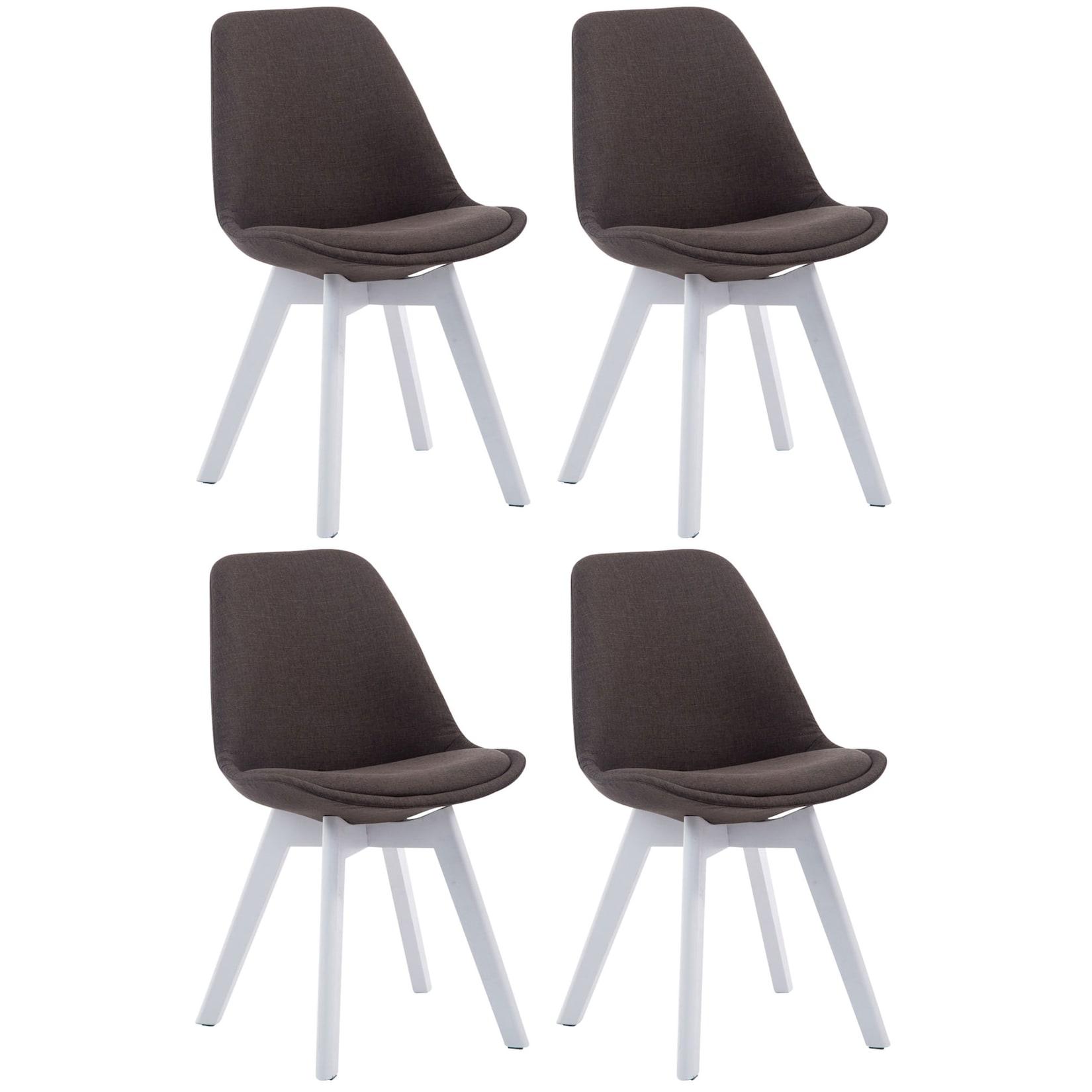 CLP 4er Set Besucherstühle Borneo V2 Weiß Stoff - Farbe: dunkelgrau, Gestellfarbe: weiß