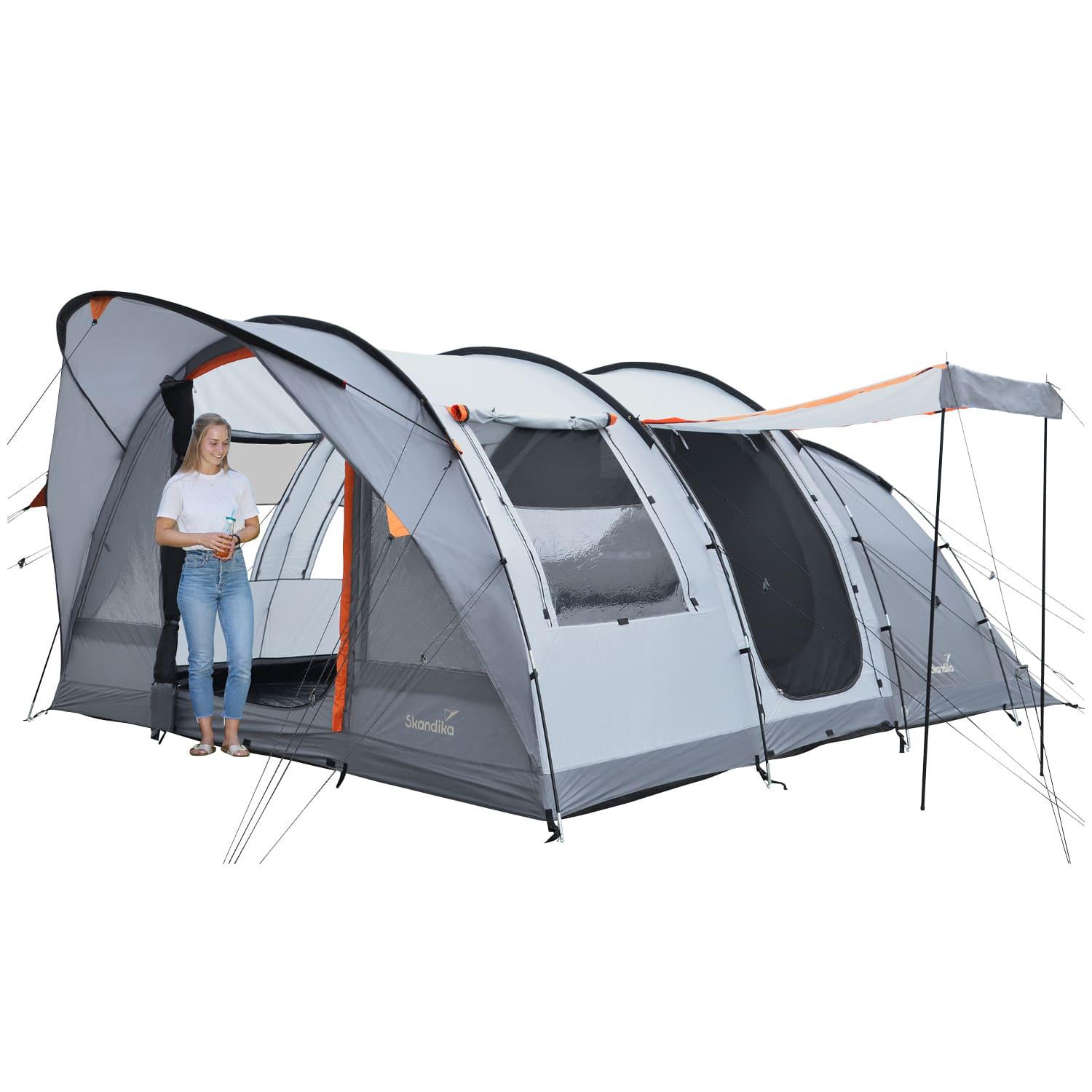 Skandika Tunnelzelt Egersund 5 XL Sleeper Protect | Camping Zelt für 5 Personen, eingenähter Zeltboden, dunkle Schlafkabine, 2 m Stehhöhe, wasserdicht