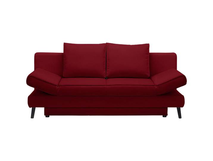 Novel Schlafsofa Sidney, Dunkelrot, Metall, Uni, 200x85x90 cm, Stoffauswahl, Rücken echt, Wohnzimmer, Sofas & Couches, Schlafsofas, Schlafsofas mit Bettkasten