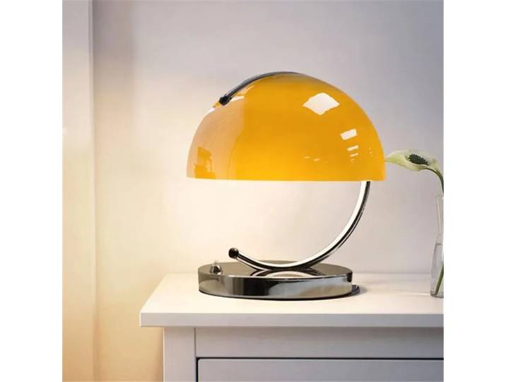 Lampe de table Bauhaus orange, petite lampe pudding, lampe de chevet pour chambre à coucher, style Instagram, lampe de nuit LED minimaliste pour salon moderne