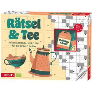 Roth Adventskalender 80727, Rätsel & Bio-Tee, gefüllt mit 24 Rätseln & Bio-Tee, 45 x 34 cm