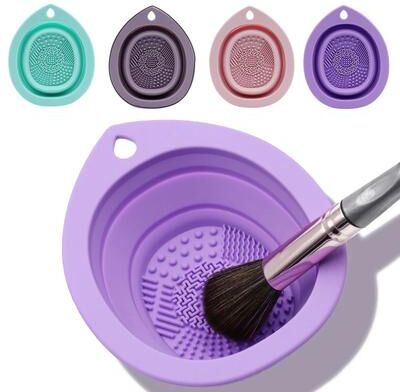 Discount Dollar Deals Silicone Makeup Brush Cleaner Folding Scrubber Box Soft Mat For Eyeshadow Powder Puff Cleaning a