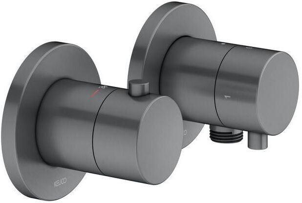 Keuco Edition 400 Brausethermostat 51553131121 schwarzchrom gebürstet, für 2 Verbraucher, inklusive Wandanschlußbogen