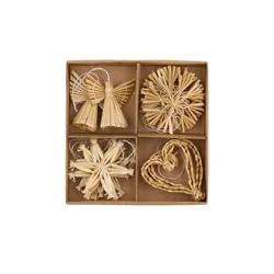 HOME STORY Strohanhänger Set   ¦ beige ¦ Naturprodukte ¦ Maße (cm): B: 1,5 H: 2,5