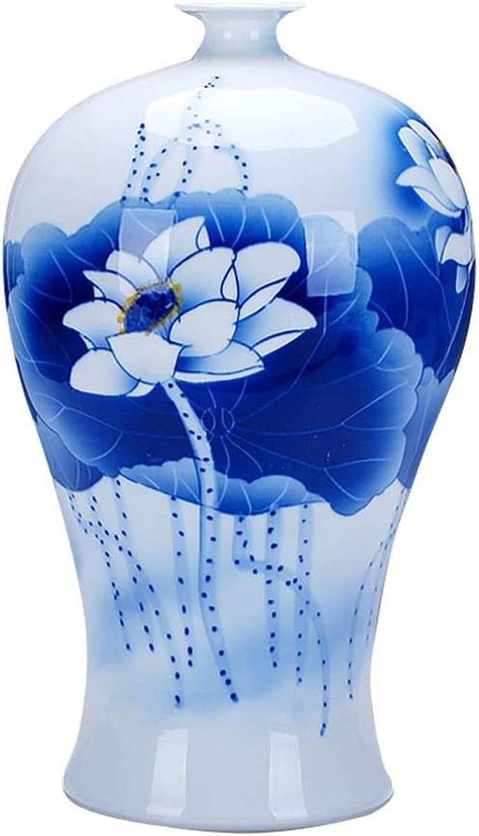Handgemaakte witte keramische vaas voor decoratie - 37 cm hoog