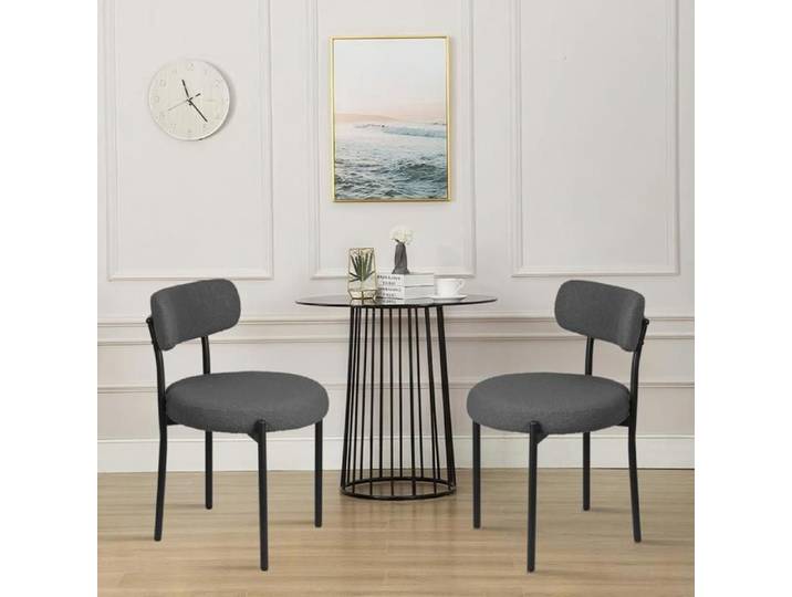 Chaises de salle à manger avec dossier - 2 chaises - Chaises de bureau -Gris -50*50*75cm -MIPAN -CHAISE