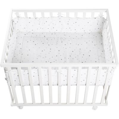 Laufgitter ROBA "Sternenzauber grau, 100x75 cm", Baby, weiß, Laufställe Laufgitter, mit Stoffeinlage und Nestchen