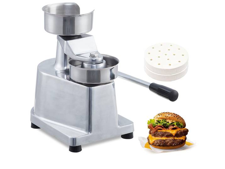 Presse à hamburgers en acier inoxydable, plateau profond de 1,4 pouces, avec 500 papiers à galettes