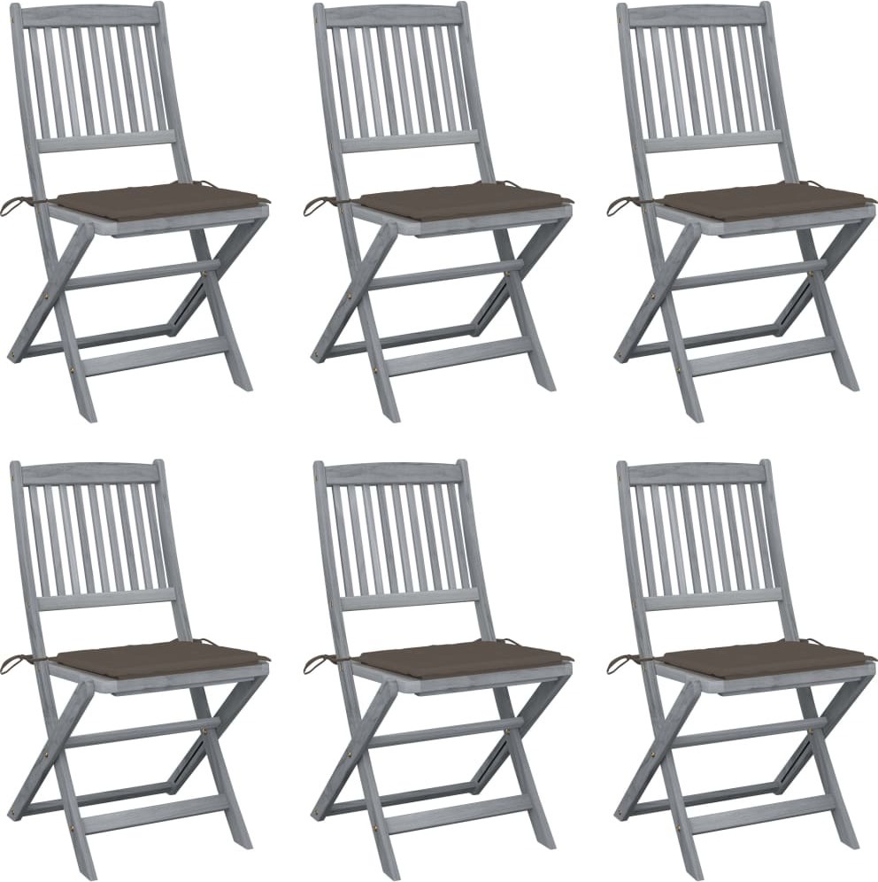 Klappbare Gartenstühle 6 Stk. mit Sitzkissen Massivholz Akazie