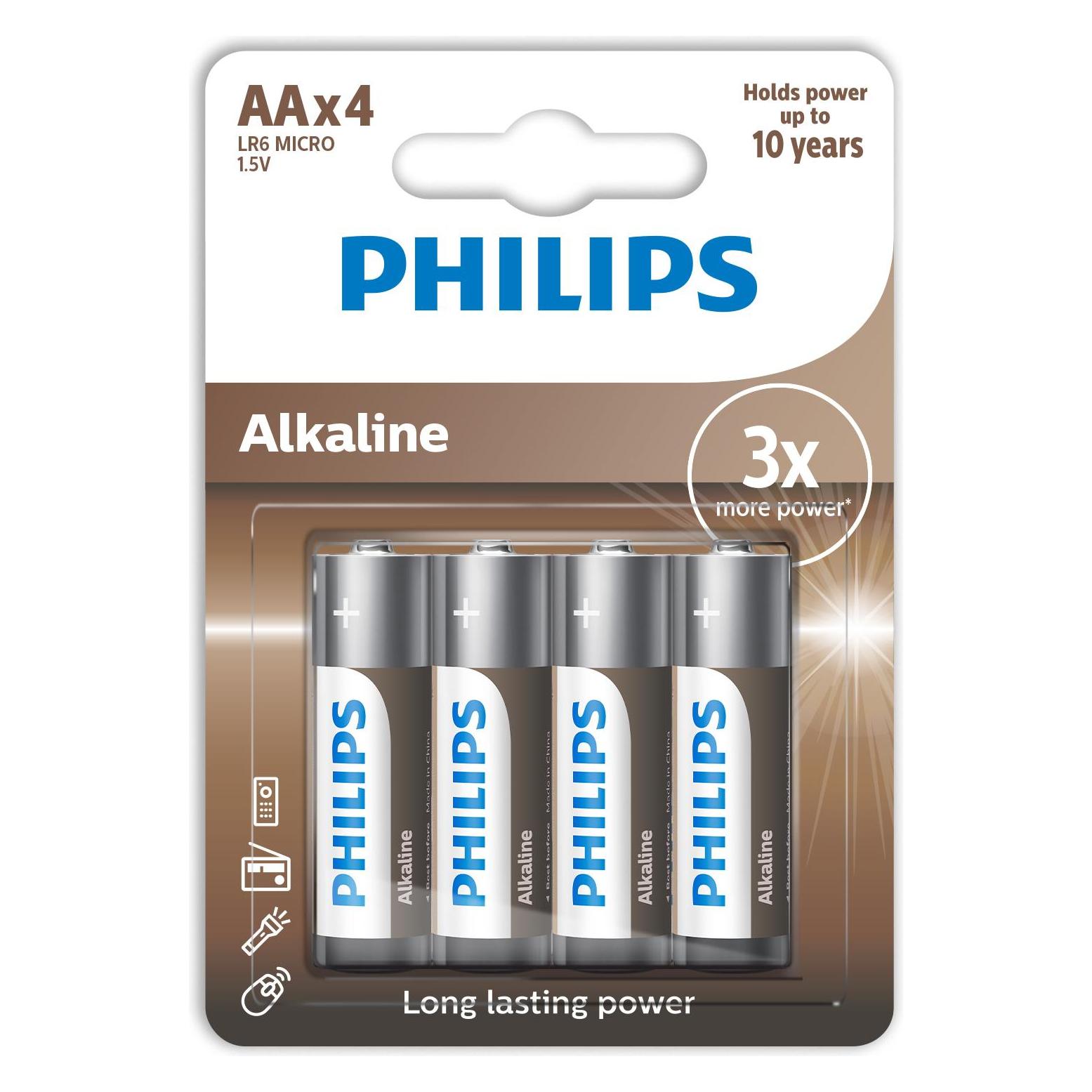 Philips Alkaline Pila AA Lr6 Blister*4 (4 Stk., AA) (LR6A4B/10)