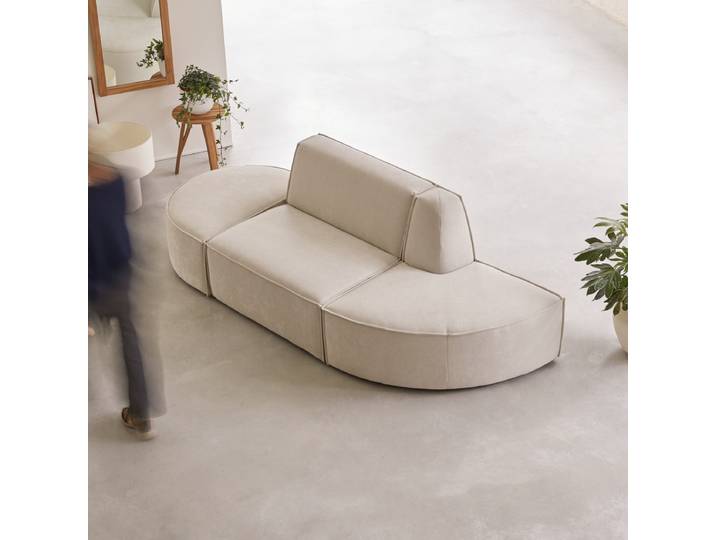 Modul-Sitzbank mit beigefarbenem Stoffbezug, 2-Sitzer Dario - Beige - Fabric