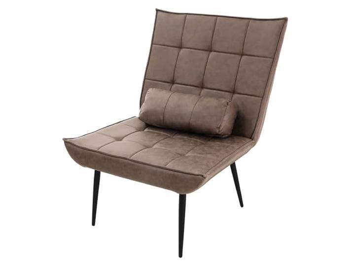 ML-Design Sessel Wohnzimmer, Moderner Relaxsessel mit Lendenkissen, Braun Loungesessel bequem aus Kunstleder, Retro Vintage Lesesessel, Polstersessel mit Stahlbeinen bis 120kg belastbar, 79x100x97 cm