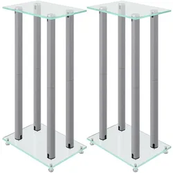 vidaXL Mathias (1 Paar, Ständer), Lautsprecher Ständer + Wandmontage, Silber