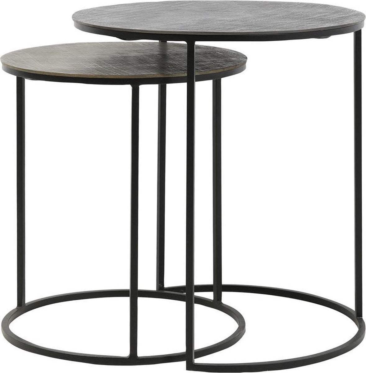 Light & Living Bijzettafel Rengo Zwart Industrieel Ø49 + Ø41 cm
