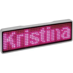 LED NAME SI PI - LED Name Tag, 11x44 Pixel, USB, Rahmen silber, LED pink