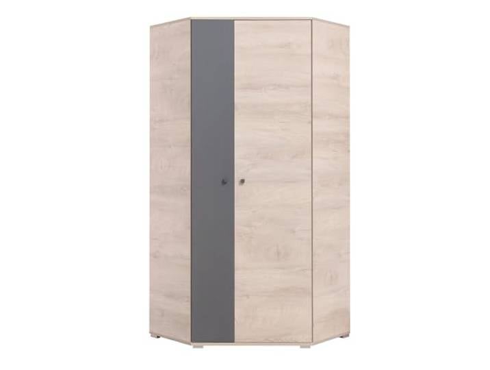Lomadox Jugendzimmer Kinderzimmer Schrank Eckkleiderschrank 90cm in Eiche mit anthrazit