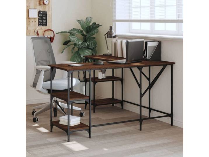 Bureau Table d'Ordinateur avec Étagères Bureau d'Ordinateur avec Pieds Table d'Écriture Chambre Industriel Chêne 837596