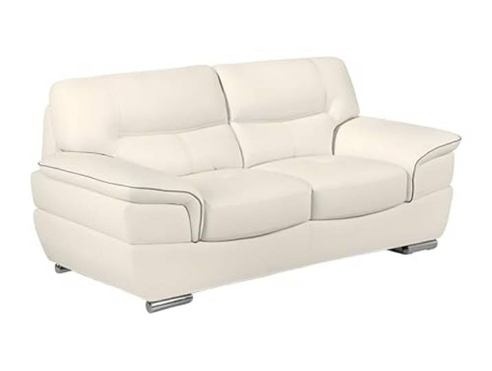 Vente-unique - Ledersofa 2-Sitzer - Elfenbein - Thibault Kalbsleder, hochwertiges Leder, robuster Metallrahmen, modernes Design, Metallfüße
