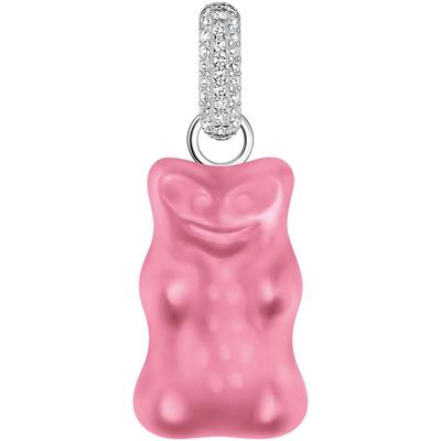 Kettenanhänger THOMAS SABO "THOMAS SABO x HARIBO Schmuck: Großer Anhänger Goldbär", pink (silberfarben, pink, kristallweiß, pink, kristallweiß), Schmuckanhänger, Damen, Silber 925 (recycelt), 4,05 g, Kettenanhänger, mit Kristallglas, Zirkonia (synth.)