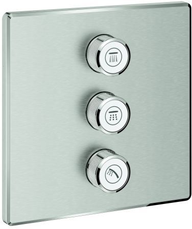 Grohe Grohtherm Smartcontrol Fertigmontageset 29127DC0 supersteel, eckig, 3-fach Unterputzventil