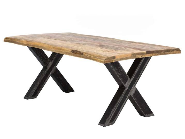 Esstisch 'Vanaja' 180x90 cm, Mango/Used-Look Massivholz, Metall Mango Modern