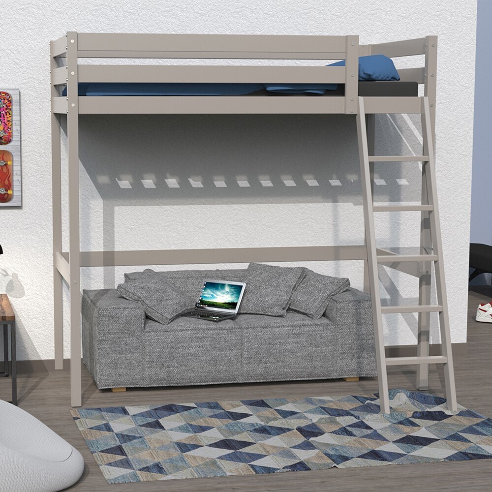 Hochbett STUDIO mit Lattenrost/ Hochbett 90x190 - Grau
