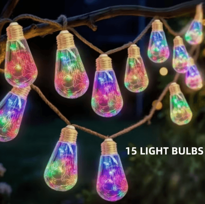Inspire Curations Solar Outdoor String Lights With 8 Lighting Modes 10m 15led color