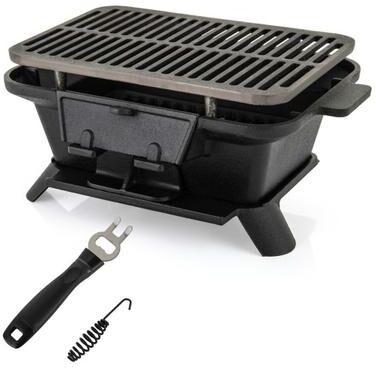 Costway 100% Cast Iron Hibachi Grill with Grill Grate Lifter