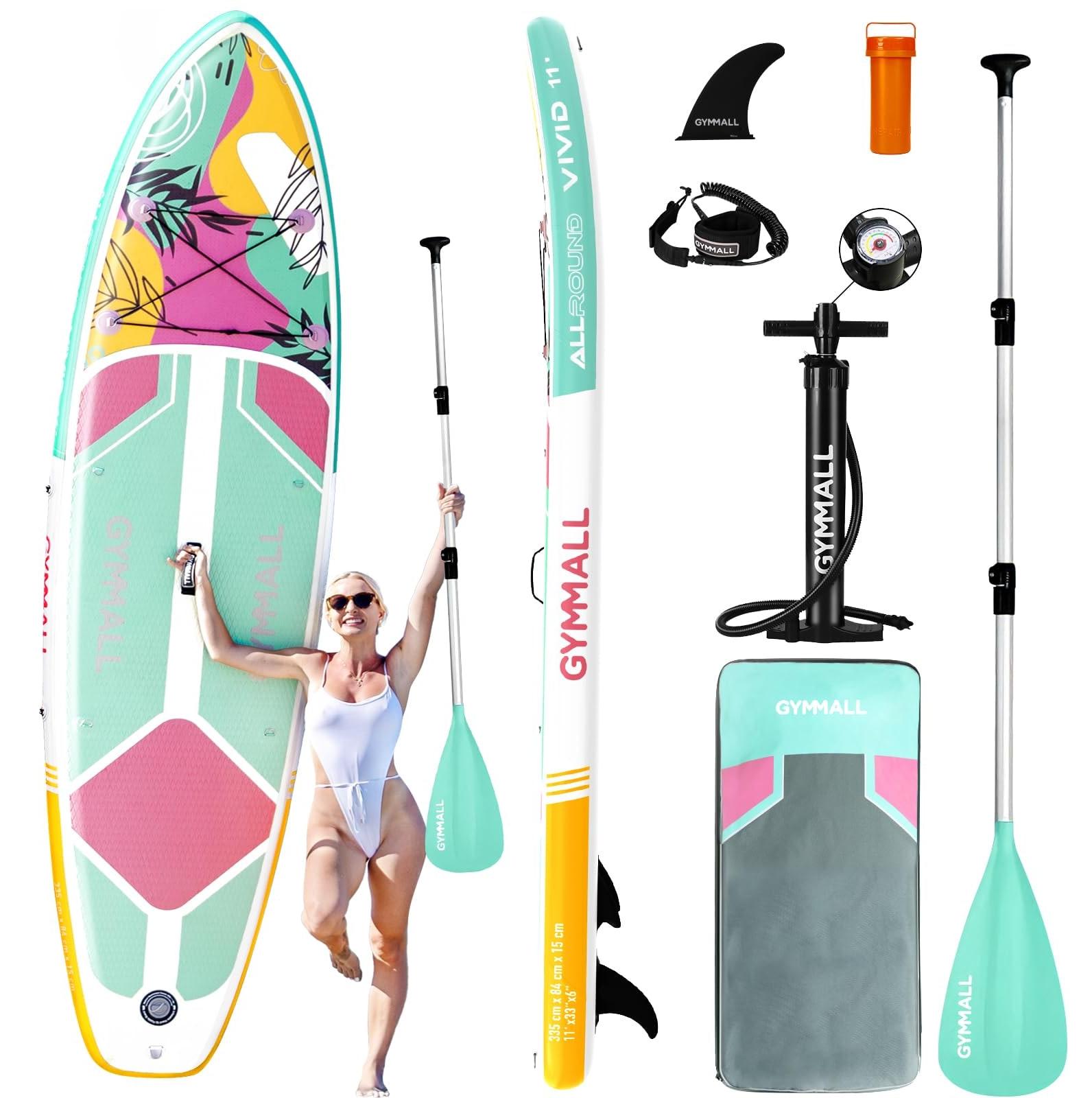 Aufblasbares Stand-Up-Paddleboard (SUP) - 3,35 m - Zweischichtiges PVC - Rutschfeste Standfläche - Komplettes Set mit Paddel