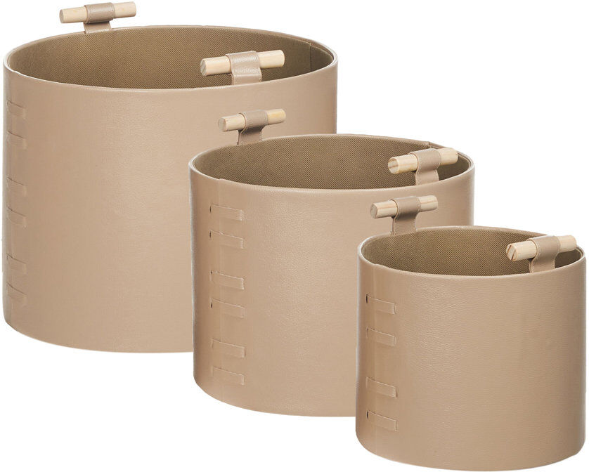 Brayden Studio ARAM Faux Leather Decorative Basket Beige