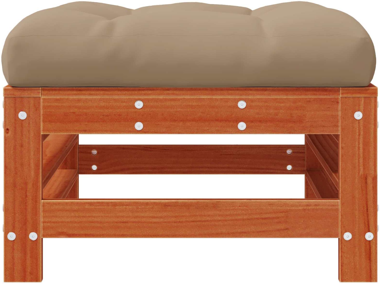 vidaXL Garden Footrest Pin massif Pin brun ciré