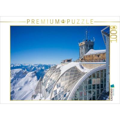 CALVENDO Puzzle Zugspitze - Blick von der Bergstation der Gletscherseilbahn | 1000 Teile Lege-Größe 64x48cm Foto-Puzzle für glückliche Stunden