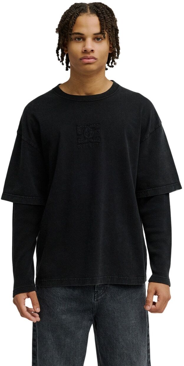 Langarmshirt DC SHOES "DC Twofer", Herren, Gr. XL, schwarz, Obermaterial: 100% Baumwolle., Shirts Langarmshirt
