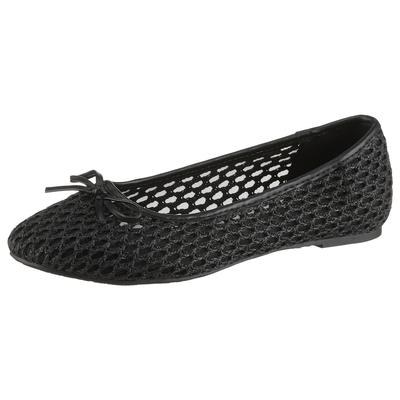 Ballerina ANISTON SHOES, Damen, Gr. 39, schwarz, Bast, Lederimitat, Basic, Schuhe Ballerina, Loafer, Slipper, Schlupfschuh mit kleiner Schleife- NEUE KOLLEKTION