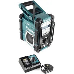 Makita DMR 112 RG1 Akku Baustellen Radio 7,2 - 18V Bluetooth DAB+ + 1x 6,0Ah Akku + Ladegerät (DAB, DAB+, FM, Bluetooth, Radio Frequency (RF)), Radio, Schwarz