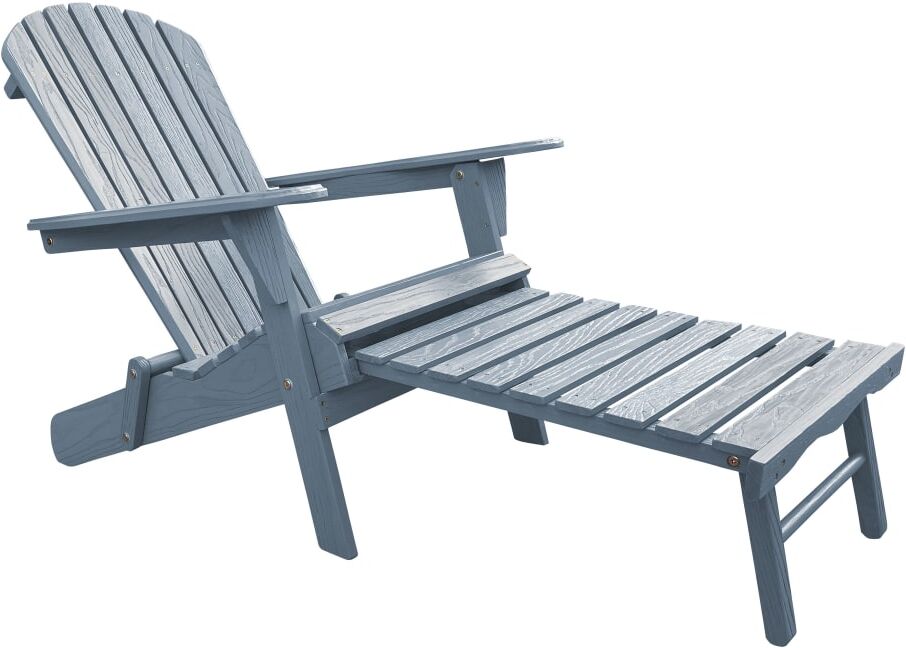 Axi Chaise adirondack avec repose-pied en bois, grise foncé Gris 147x89x79cm