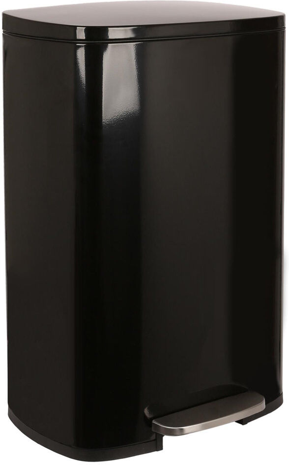 Harbour Housewares Square Stainless Steel Kitchen Pedal Bin Black 50L