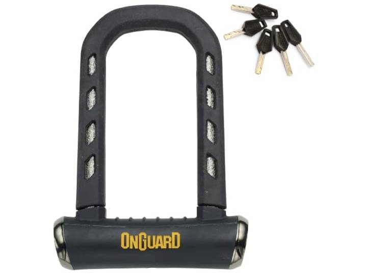 OnGuard RockSolid U-Lock – Winkelschleifer resistent (8,9 cm x 17,5 cm) für Fahrrad, Motorrad, Powersport – 14 mm Bügel, X4P Verriegelungsmechanismus, leicht, 5 Schlüssel enthalten, Diebstahlschutz