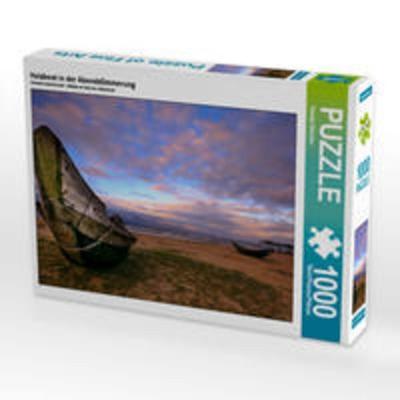 CALVENDO Puzzle Holzboot in der Abenddämmerung 1000 Teile Lege-Größe 64 x 48 cm Foto-Puzzle Bild von Renate Bleicher