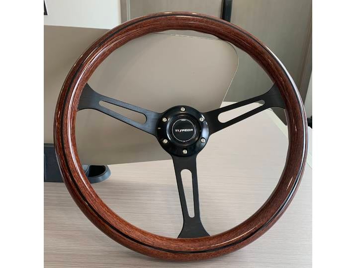 Support de volant ABS 380MM, marron foncé avec volant classique de camion en fil noir