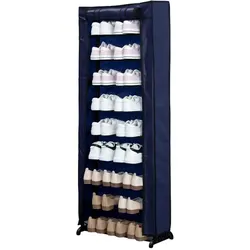 JTI, Schuhschrank, Schuhregal mit Abdeckung - 9 Regale - Blau (51 x 16 x 139 cm)