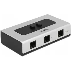 Delock 2Port RJ-11 Switchbox (2 Ports), Netzwerk Switch, Schwarz, Grau