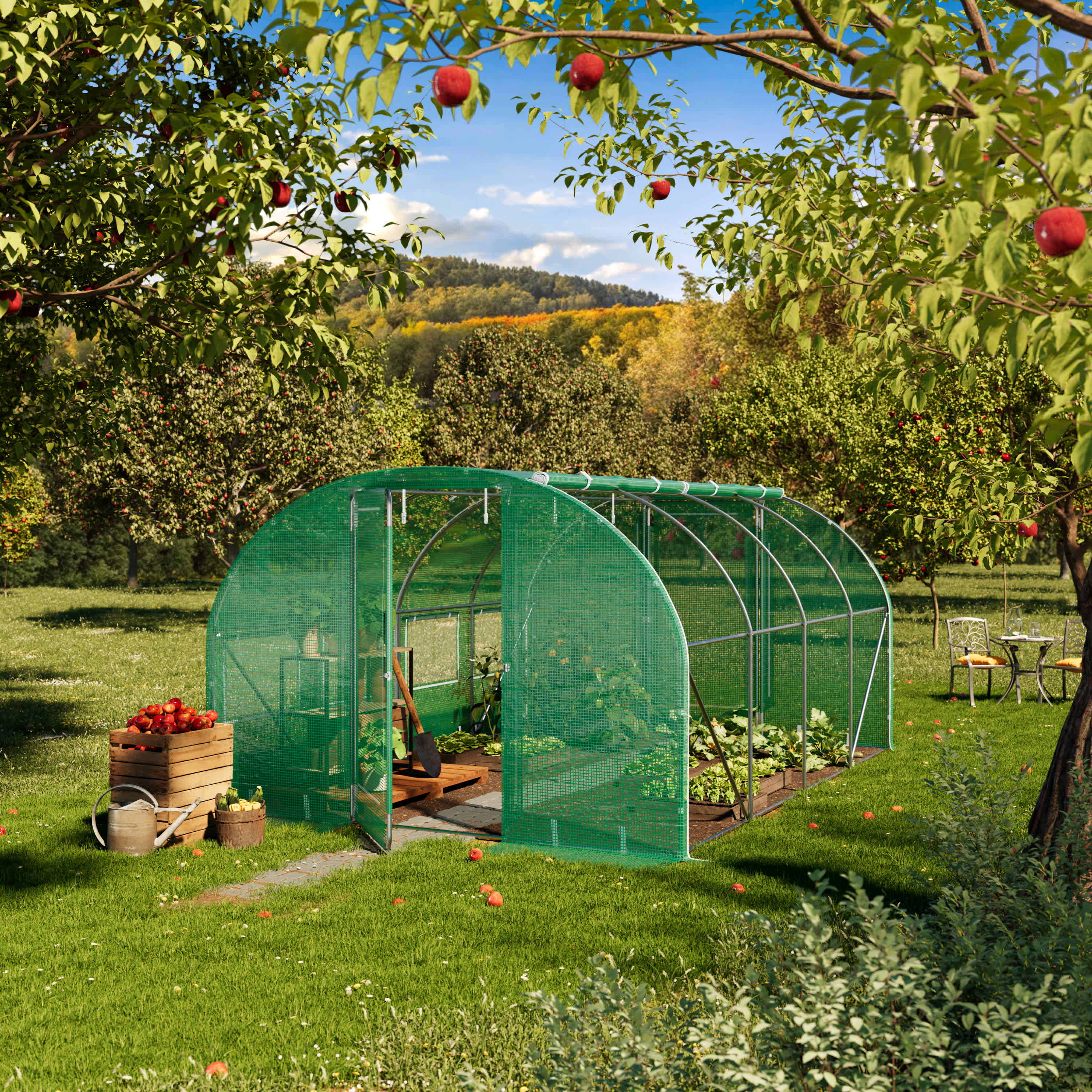 TOOLPORT 2x3m polytunnel greenhouse, PE, green - (8988)