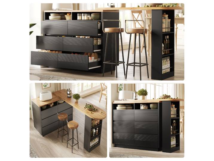 Table De Bar Extensible Avec Rangement (137-215×39×102\,3 Cm)\, Table De Bar Moderne Et Mobile\, Table De Bar Télescopique À Six Tiroirs\, Table Haute\, Table Bistro\, Table Haute\, Table Bistro Pour Îlot De