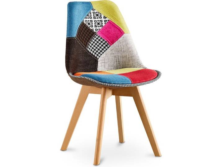 Chaise à manger Brielle design scandi rétro - multicolore premium Nouvelle Édition - Patchwork Fiona Multicolore