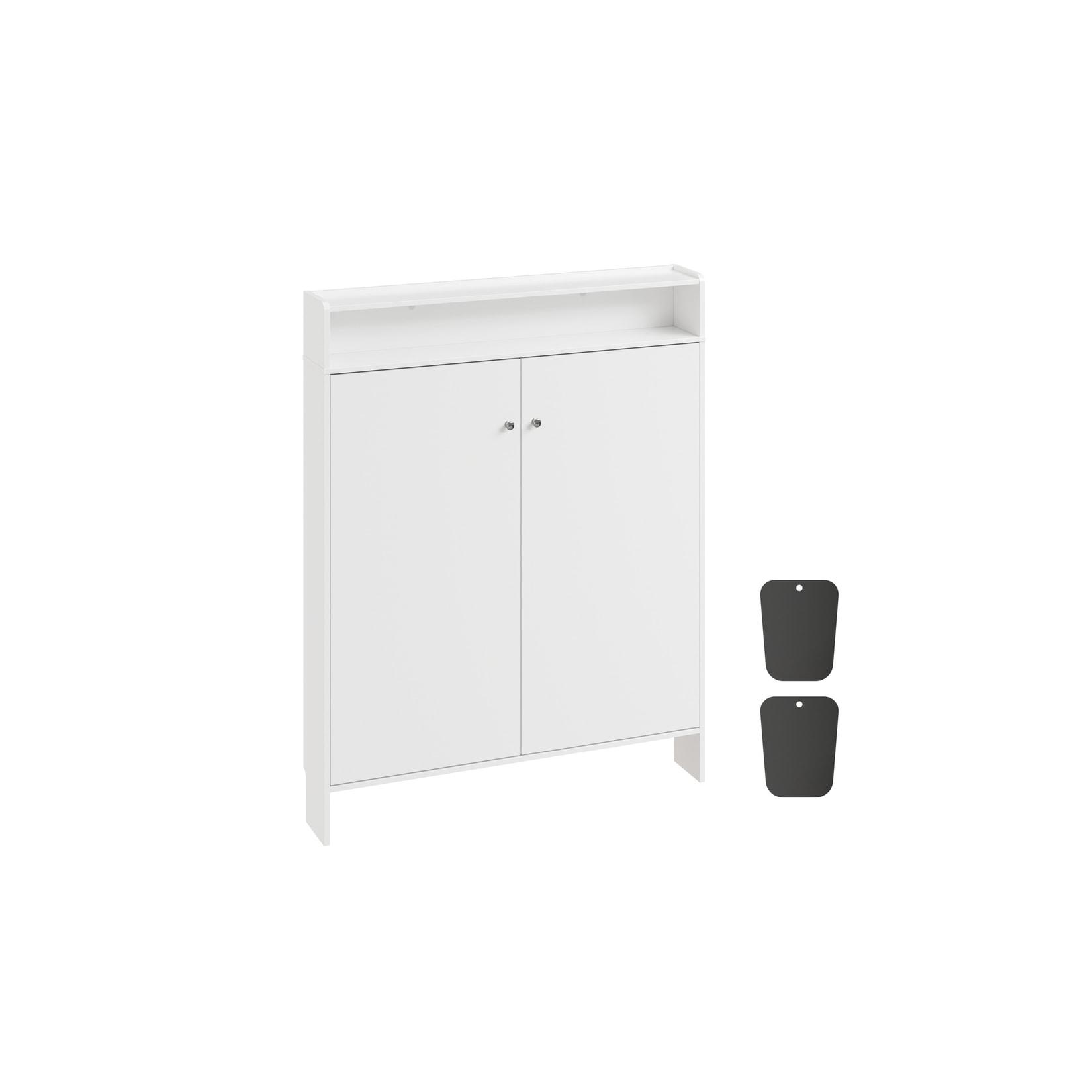 SoBuy Schuhschrank, Schuhregal, Schuhkipper mit 2 Türen Weiß 98x15x123,5cm Modern