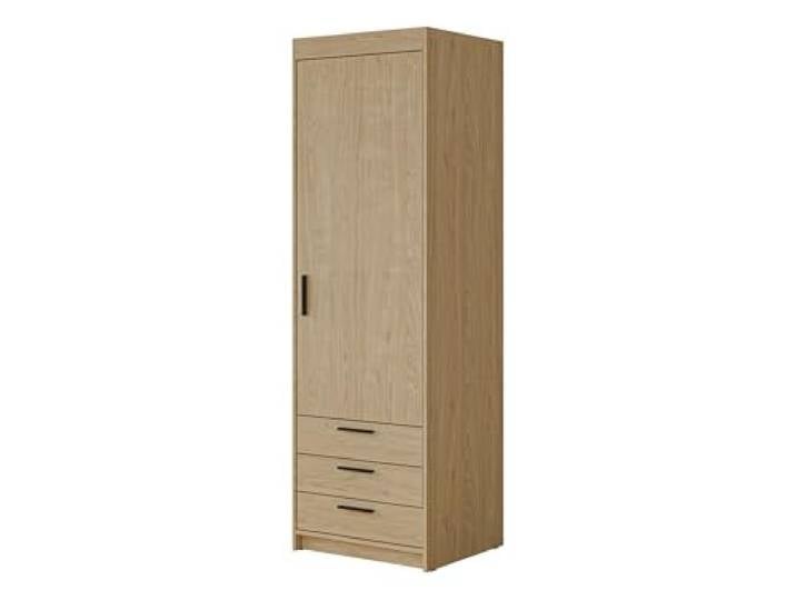 Mirjan24 Kleiderschrank Elena 1D3S, Drehtürenschrank mit 3 Schubladen und 4 Einlegeböden, Schrank für Flur, Farbauswahl (Geölte Eiche, Ohne Schrankaufsatz)